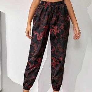 Red Dragon Print Joggers